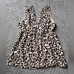 BiBi Leopard Print Mini Dress in Beige and Black